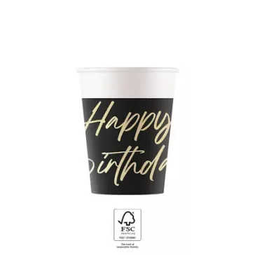 Happy Birthday Elegant papír pohár 8 db-os 200 ml FSC