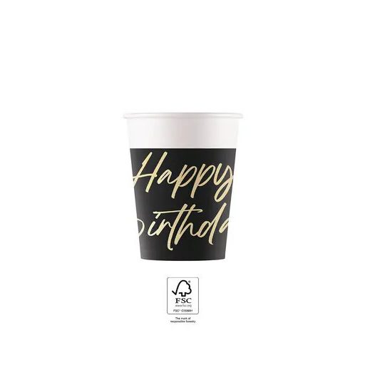 Happy Birthday Elegant papír pohár 8 db-os 200 ml FSC