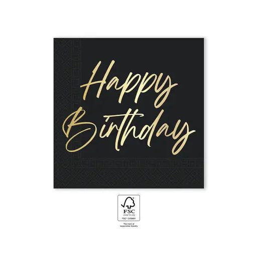 Happy Birthday Elegant szalvéta 20 db-os 33x33 cm FSC