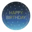 Happy Birthday Golden Blue papírtányér 8 db-os 23 cm FSC