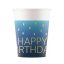 Happy Birthday Golden Blue papír pohár 8 db-os 200 ml FSC