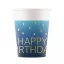 Happy Birthday Golden Blue papír pohár 8 db-os 200 ml FSC