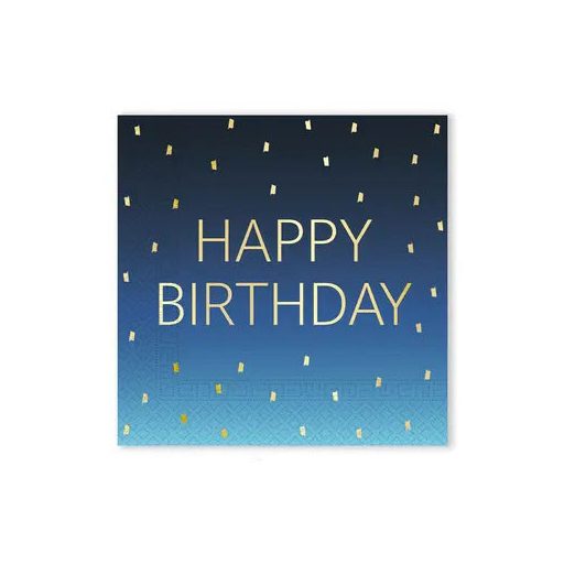 Happy Birthday Golden Blue szalvéta 20 db-os 33x33 cm FSC