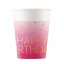 Happy Birthday Golden Pink papír pohár 8 db-os 200 ml FSC