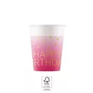 Happy Birthday Golden Pink papír pohár 8 db-os 200 ml FSC Happy Birthday Golden Pink papír pohár 8 db-os 200 ml FSC