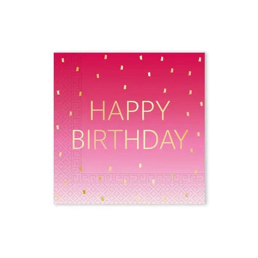 Happy Birthday Golden Pink szalvéta 20 db-os 33x33 cm FSC