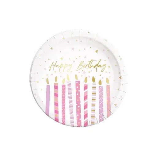 Happy Birthday Candles papírtányér 8 db-os 23 cm FSC