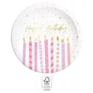 Happy Birthday Candles papírtányér 8 db-os 23 cm FSC