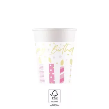 Happy Birthday Candles papír pohár 8 db-os 200 ml FSC