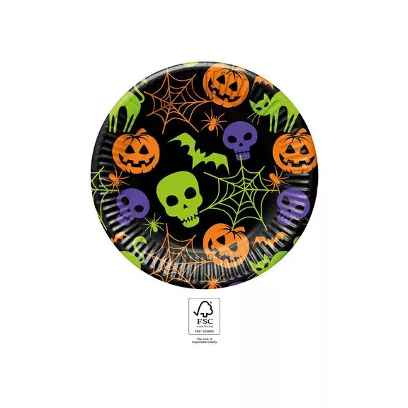 Halloween Happy papírtányér 8 db-os 23 cm FSC