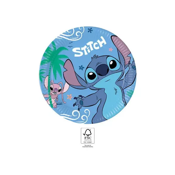 Disney Lilo és Stitch, A csillagkutya Angel papírtányér 8 db-os 23 cm FSC