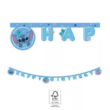   Disney Lilo és Stitch, A csillagkutya Angel Happy Birthday felirat FSC 2 m