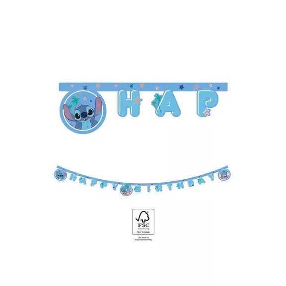 Disney Lilo és Stitch, A csillagkutya Angel Happy Birthday felirat FSC 2 m