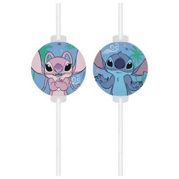   Disney Lilo és Stitch, A csillagkutya Angel papír szívószál, 4 db-os szett FSC