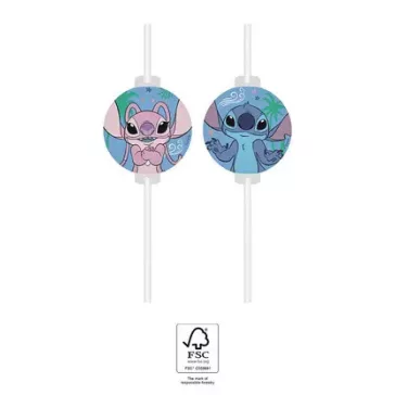   Disney Lilo és Stitch, A csillagkutya Angel papír szívószál, 4 db-os szett FSC