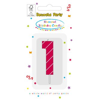 Színes Pink Pattern 1-es tortagyertya, számgyertya 