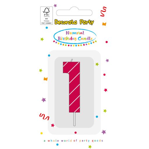 Színes Pink Pattern 1-es tortagyertya, számgyertya