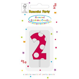 Színes Pink Pattern 2-es tortagyertya, számgyertya 