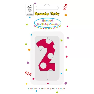 Színes Pink Pattern 2-es tortagyertya, számgyertya
