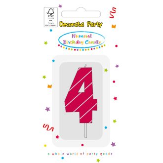 Színes Pink Pattern 4-es tortagyertya, számgyertya 