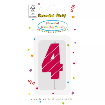 Színes Pink Pattern 4-es tortagyertya, számgyertya