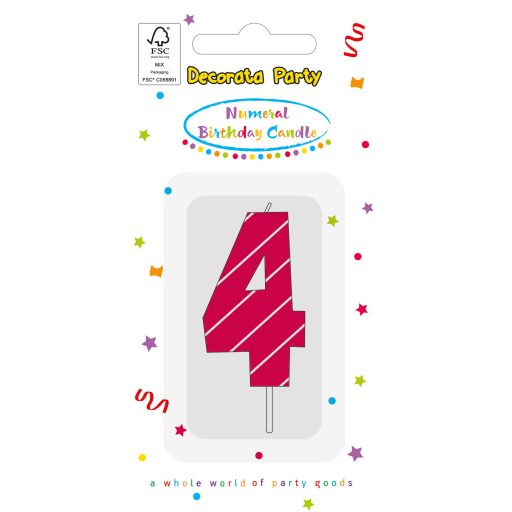 Színes Pink Pattern 4-es tortagyertya, számgyertya