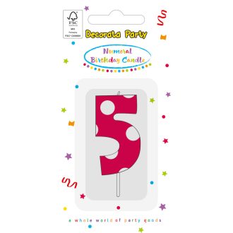 Színes Pink Pattern 5-ös tortagyertya, számgyertya 