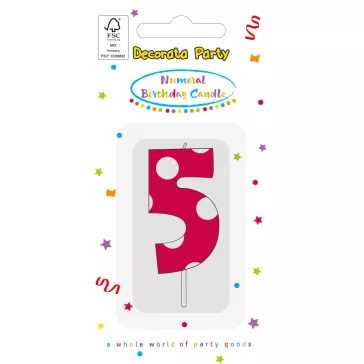 Színes Pink Pattern 5-ös tortagyertya, számgyertya