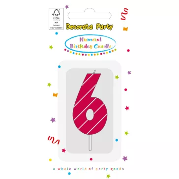 Színes Pink Pattern 6-os tortagyertya, számgyertya