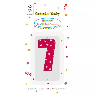 Színes Pink Pattern 7-es tortagyertya, számgyertya