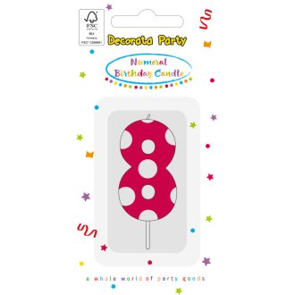 Színes Pink Pattern 8-as tortagyertya, számgyertya 