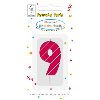 Színes Pink Pattern 9-es tortagyertya, számgyertya 