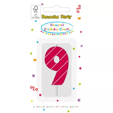 Színes Pink Pattern 9-es tortagyertya, számgyertya