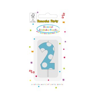 Színes Light Blue 2-es tortagyertya, számgyertya 