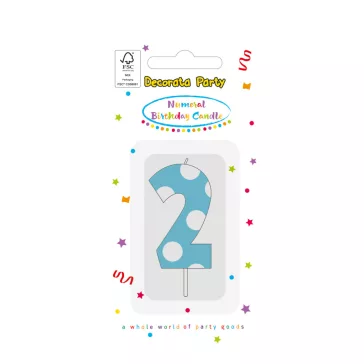 Színes Light Blue 2-es tortagyertya, számgyertya