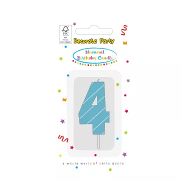 Színes Light Blue 4-es tortagyertya, számgyertya