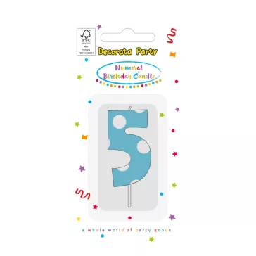 Színes Light Blue 5-ös tortagyertya, számgyertya