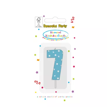 Színes Light Blue 7-es tortagyertya, számgyertya
