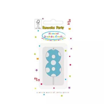 Színes Light Blue 8-as tortagyertya, számgyertya