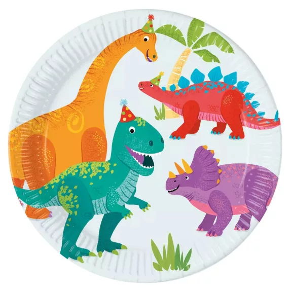 Dinoszaurusz Party papírtányér 8 db-os 23 cm FSC Dinoszaurusz Party papírtányér 8 db-os 23 cm FSC