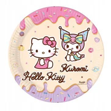 Hello Kitty Kuromi papírtányér 8 db-os 23 cm FSC