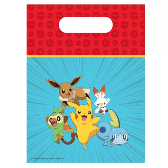 Pokémon Next Generation műanyag ajándéktasak, ajándékzacskó 6 db-os Pokémon Next Generation műanyag ajándéktasak, ajándékzacskó 6 db-os