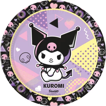 Hello Kitty Kuromi Pop Art papírtányér 8 db-os 23 cm FSC