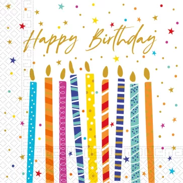   Happy Birthday Multicolor Candles szalvéta 20 db-os 33x33 cm FSC