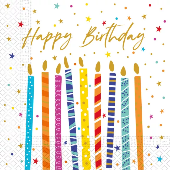 Happy Birthday Multicolor Candles szalvéta 20 db-os 33x33 cm FSC Happy Birthday Multicolor Candles szalvéta 20 db-os 33x33 cm FSC