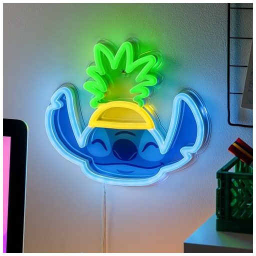 Lilo és Stitch ananász kalapban Neon falra szerelhető Led hangulatvilágítás
