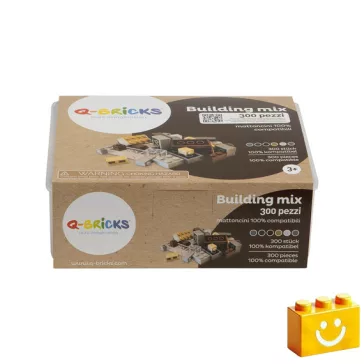   Q-BRiCKS | 300 db-os vegyes, 100% kompatibilis építőkocka készlet anyag színekben (alapkockák)