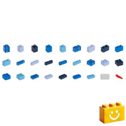 Q-BRiCKS | 300 db-os vegyes, 100% kompatibilis építőkocka készlet különböző kék színekben