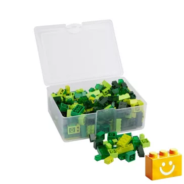   Q-BRiCKS | 300 db-os vegyes, 100% kompatibilis építőkocka készlet különböző zöld színekben