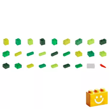   Q-BRiCKS | 300 db-os vegyes, 100% kompatibilis építőkocka készlet különböző zöld színekben